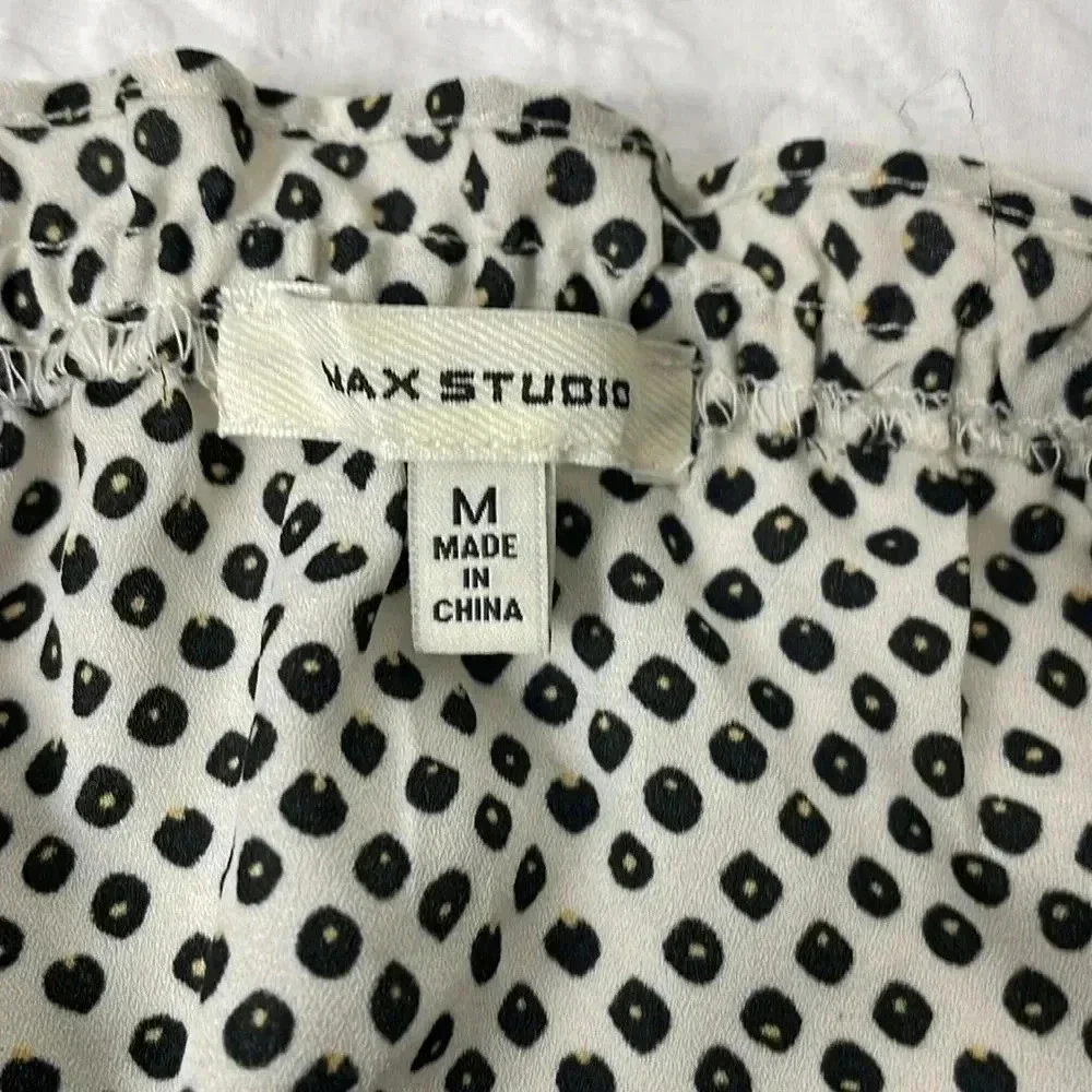 Max Studio Black & White Polka Dot Top Light & flowy. size medium date work - Picture 3 of 5